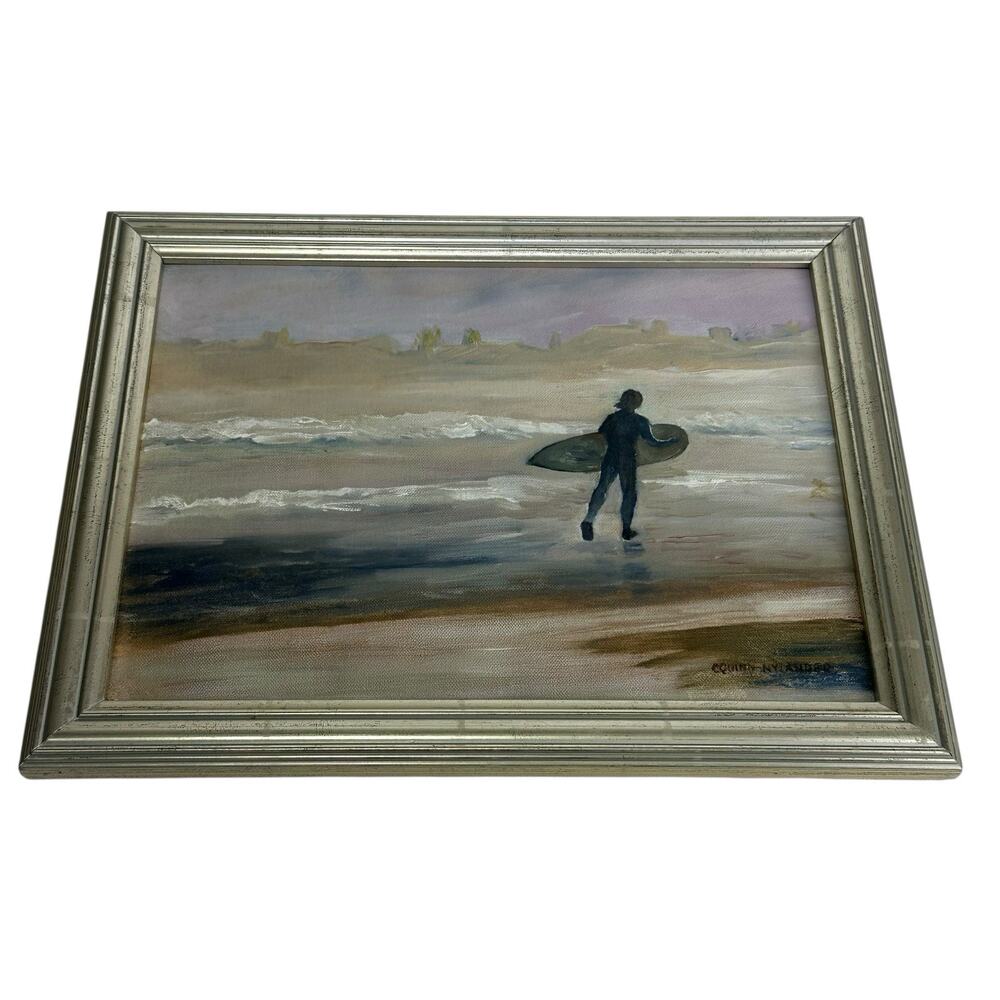 pacific ocean Surfer painting Fletcher Cove C. Quinn Nylander